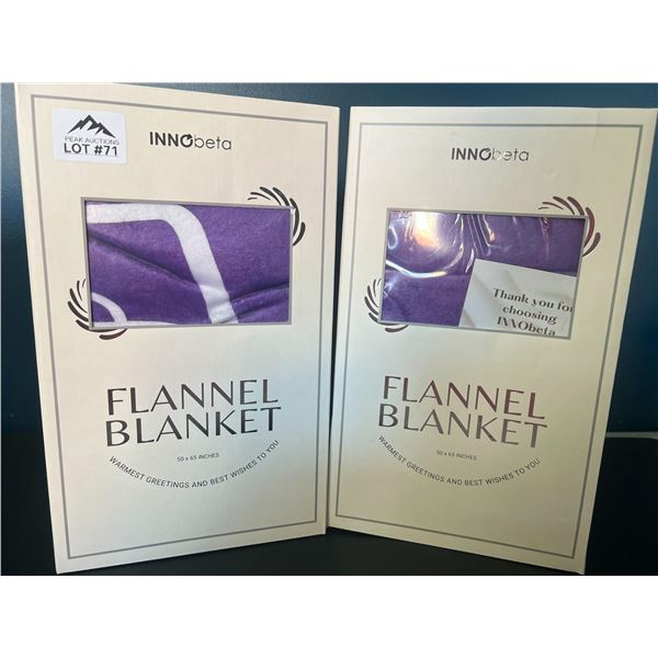 Lot of 2 Flannel Blankets - 50 x 65 inch