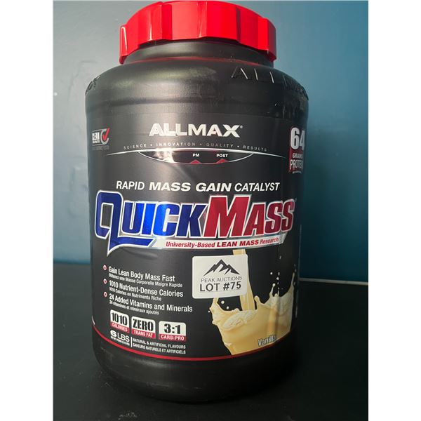 Lot of 1 ALLMAX QuickMass Vanilla - 6LB - Rapid Mass Gain Nutrition Powder