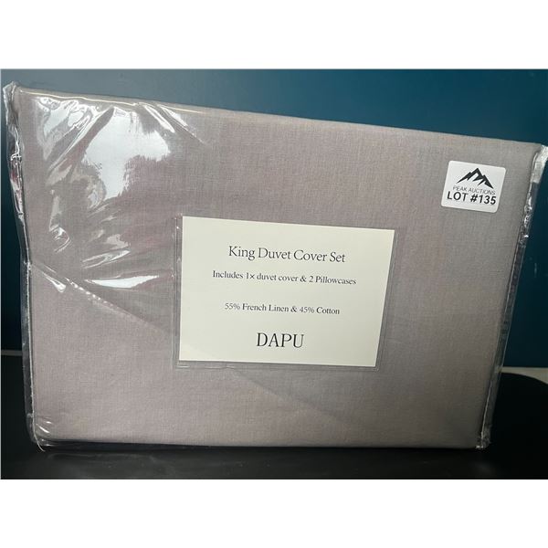 Lot of 1 King Size Duvet Cover Set - Grey