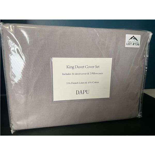 Lot of 1 King Size Duvet Cover Set - Grey