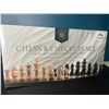 Image 1 : Lot of 1 Chess & Checkers Set - 15inch w/ Veneer Inlay & Wooden Pieces