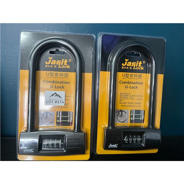 Lot of 2 Heavy-Duty Combination U-Locks