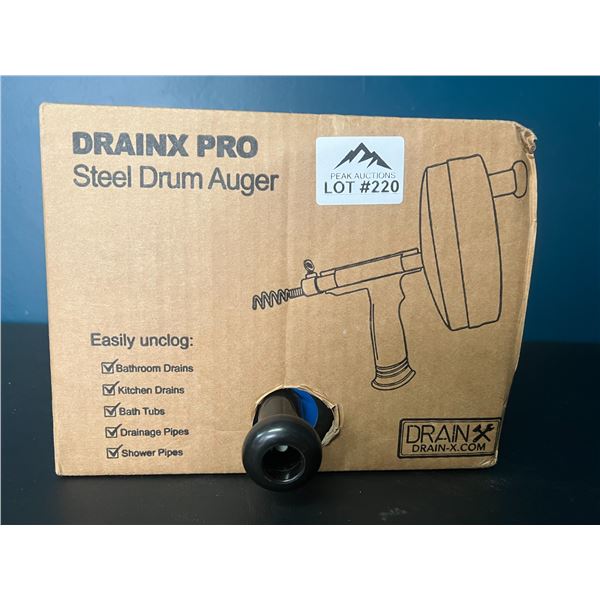 Lot of 1 Drainx Pro Steel Drum Auger w/ Drill Attachment - Drain Snake