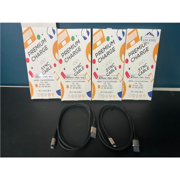 Lot of 4 Packs of iPhone Charging Cables (2per pack - 8 Total)