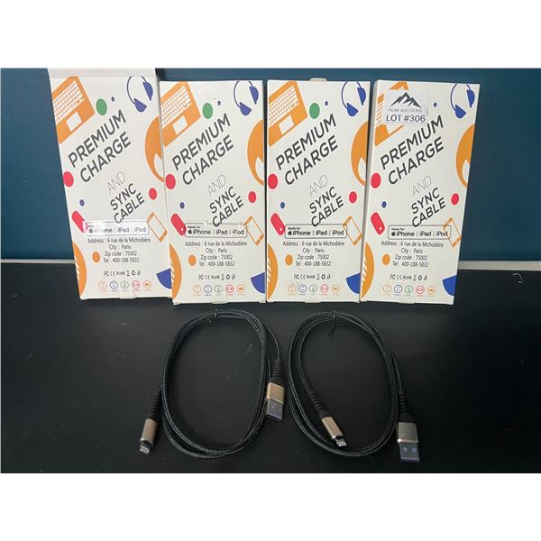 Lot of 4 Packs of iPhone Charging Cables (2per pack - 8 Total)