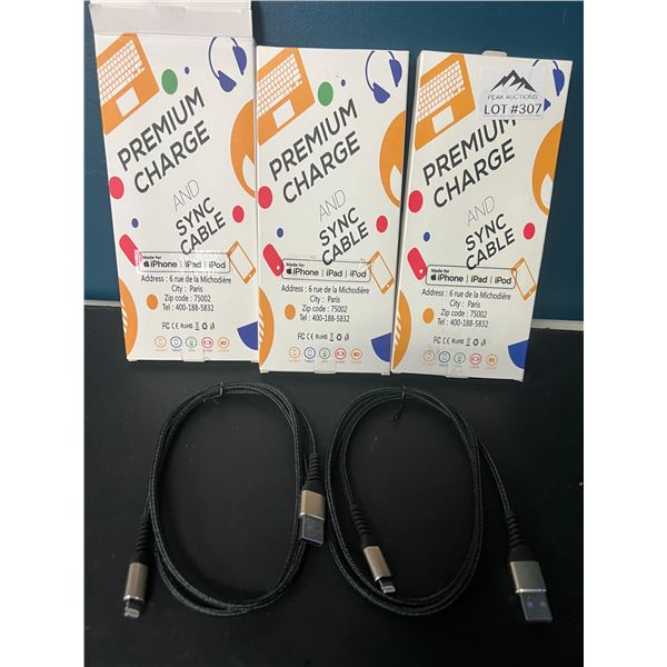Lot of 3 Packs of iPhone Charging Cables (2per pack - 6 Total)