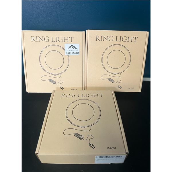 Lot of 3 LED 6-Inch Ring Lights w/ Clamps