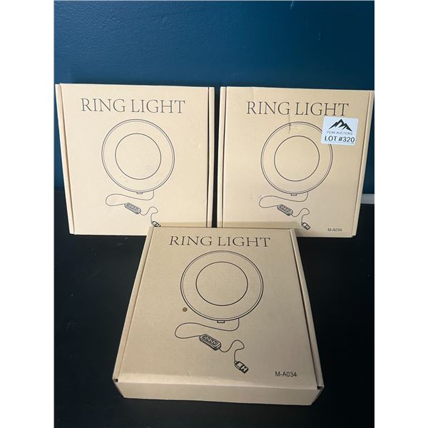 Lot of 3 LED 6-Inch Ring Lights w/ Clamps