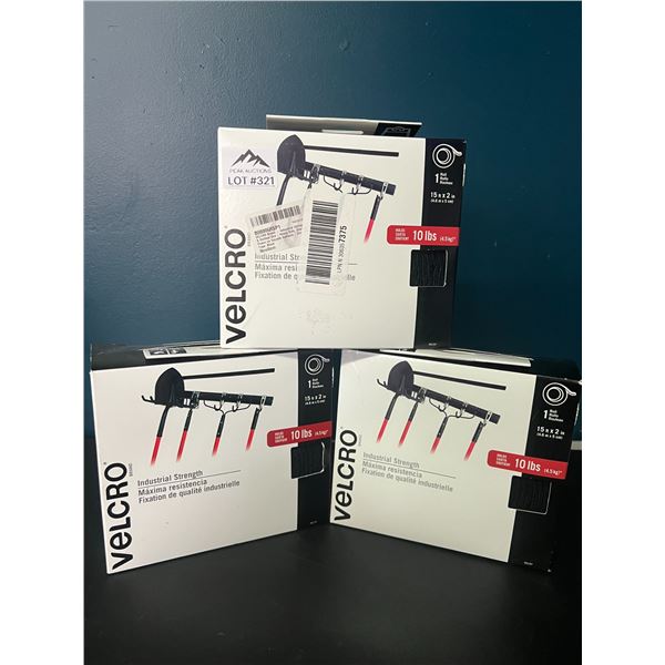 Lot of 3 Packs of Velcro Industrial Strength Fasteners - 1 roll per box/15ft length (Holds 10 lbs)