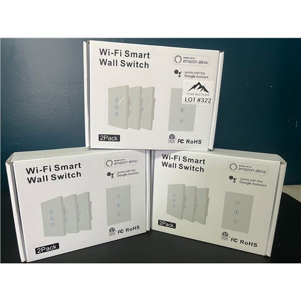 Lot of 3 Multi-Packs of WiFi Smart Wall Light Switches (2pcs per pack)