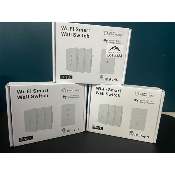 Lot of 3 Multi-Packs of WiFi Smart Wall Light Switches (2pcs per pack)