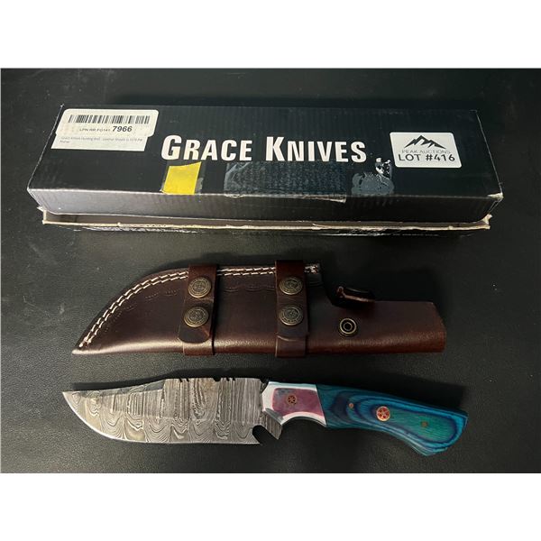 Lot of 1 Grace Knives Hunting Knife w/ Leather Sheath