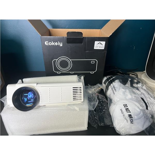 Lot of 1 Eokeiy HD Projector w/ 100" Projector Screen