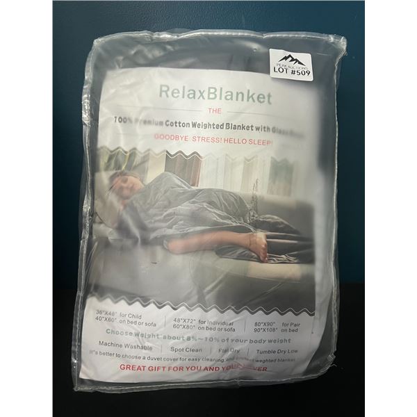 Lot of 1 Premium Cotton Weighted Blanket w/ Glass Beads - Grey