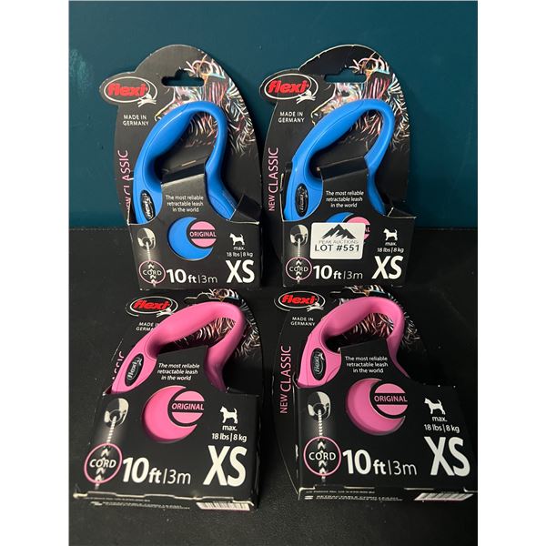 Lot of 4 Flexi Original Retractable Dog Leashes - For dogs up to 18lbs