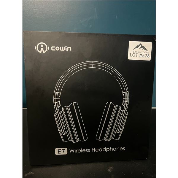 Lot of 1 Cowin E7 Wireless Noise-Cancelling Bluetooth Over-The-Ear Headphones