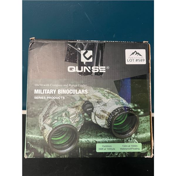 Lot of 1 Qunse 10X50 Military Binoculars - Waterproof w/ Rangefinder Compass