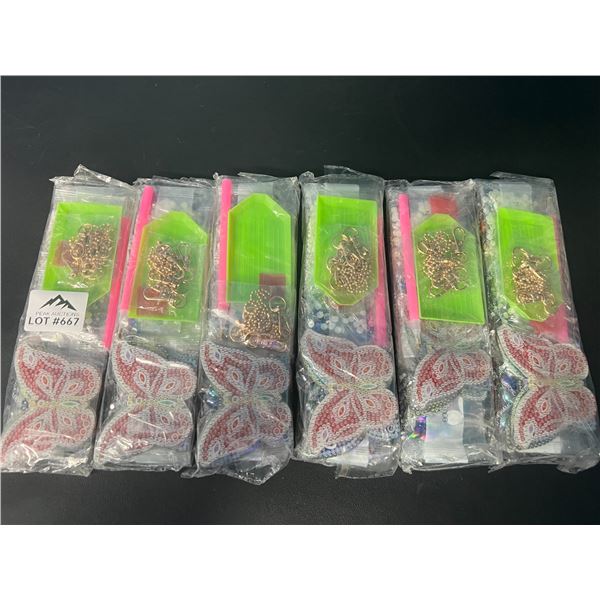 Lot of 6 Diamond Dot Keychain Making Sets