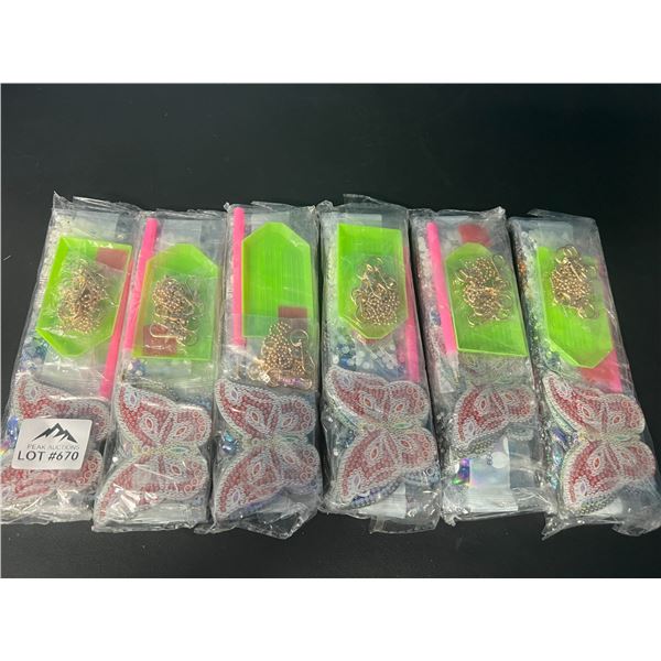 Lot of 6 Diamond Dot Keychain Making Sets