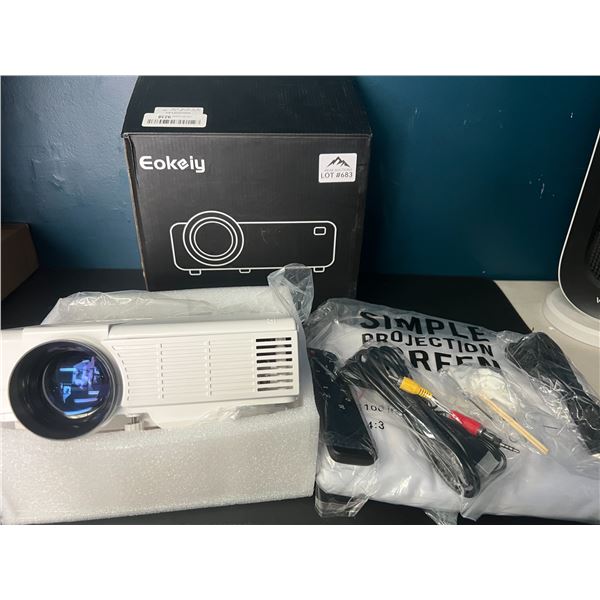 Lot of 1 Eokeiy HD Projector w/ 100" Projector Screen
