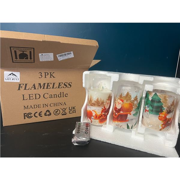 Lot of 1 3pack LED Glass Flameless Candle Set