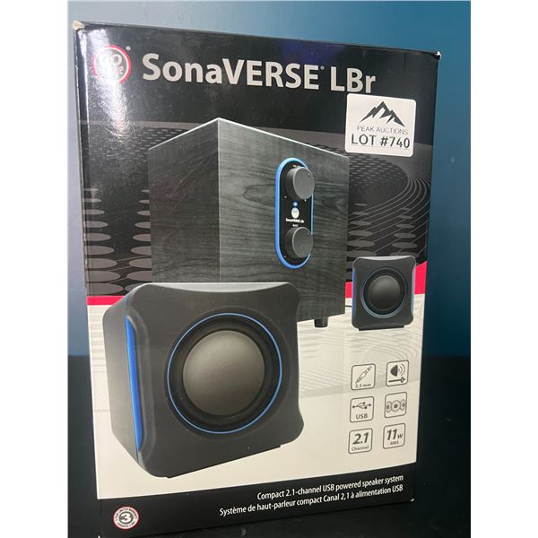 Lot of 1 Sonaverse LBr Compact 2.1 Channel USB Powered Computer Speaker System