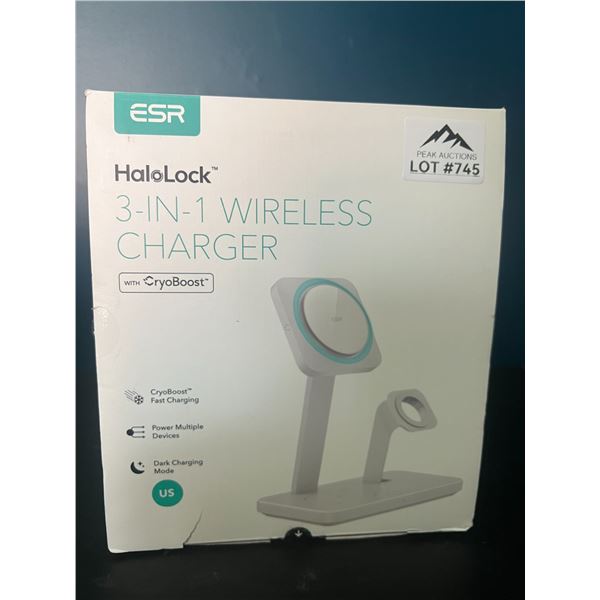 Lot of 1 HaloLock 3-in-1 Wireless Charger with Cryoboost Fast Charging