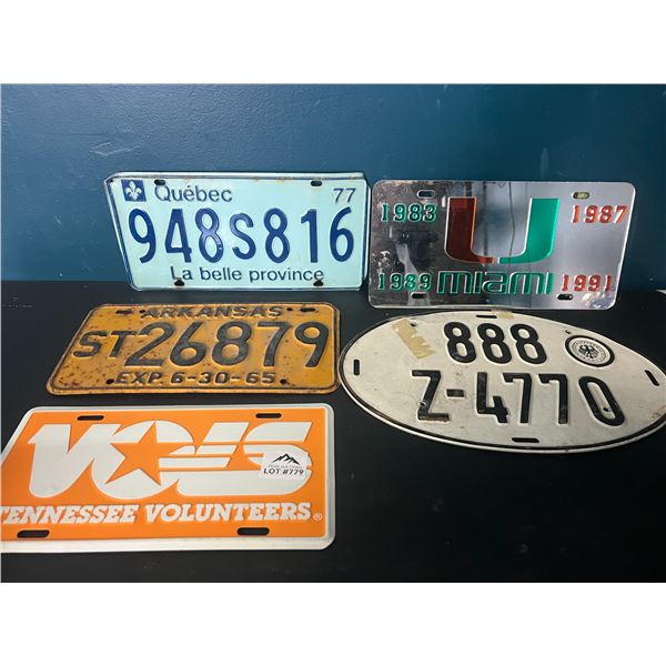 Lot of 5 Assorted License Plates (*Used)