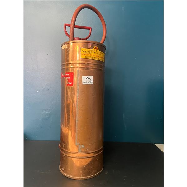 Lot of 1 Vintage Copper Fire Extinguisher (*Used)