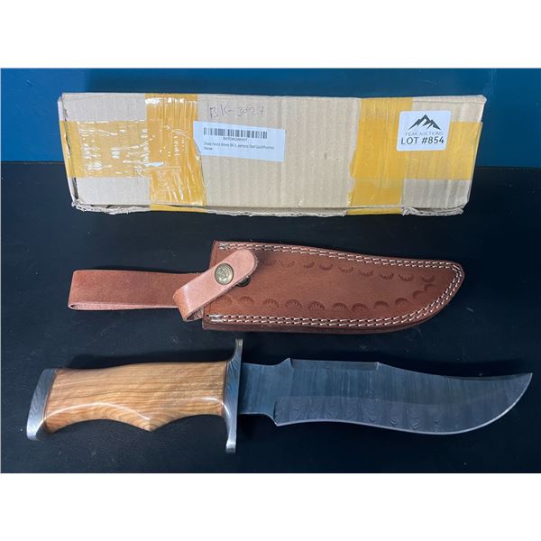 Lot of 1 Damascus Steel Hunting Knife w/ Sheath