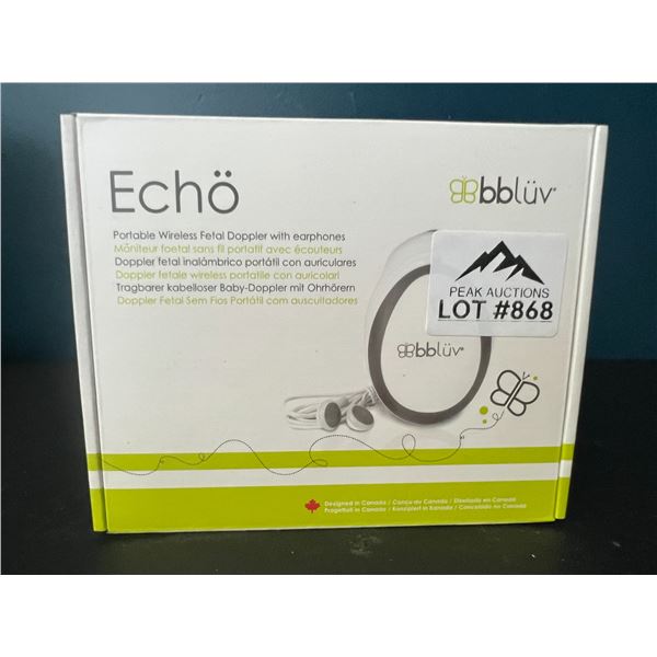 Lot of 1 Echo Portable Wireless Fetal Doppler w/ Earphones - Listen to Baby's Heartbeat at Home!