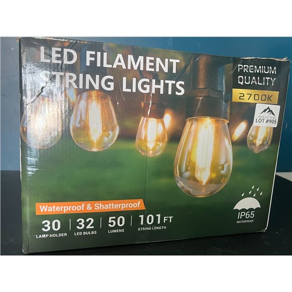 Lot of LED Outdoor String Lights w/ Edison Style Bulbs - 101FT Long Length