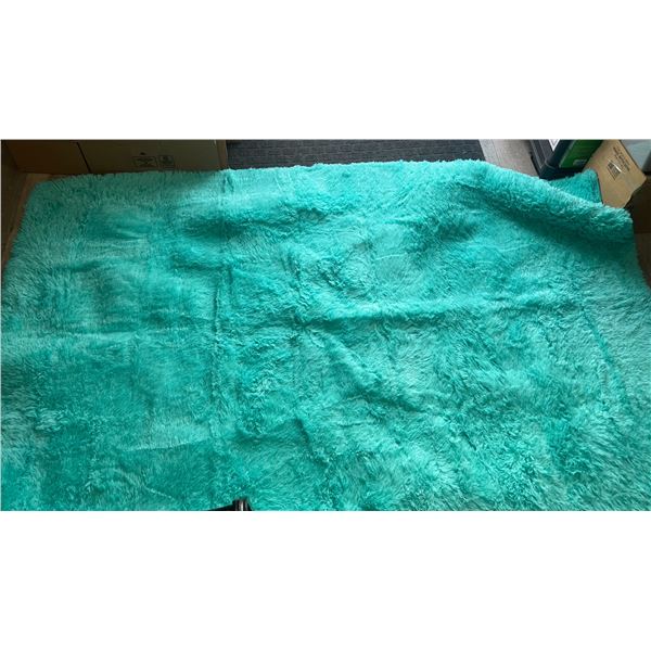 Lot of 1 Large Fuzzy/Shaggy Carpet Area Rug - Teal - 8FT x 5FT