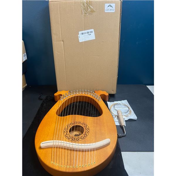 Lot of 1 16-String Lyre Harp Musical Instrument