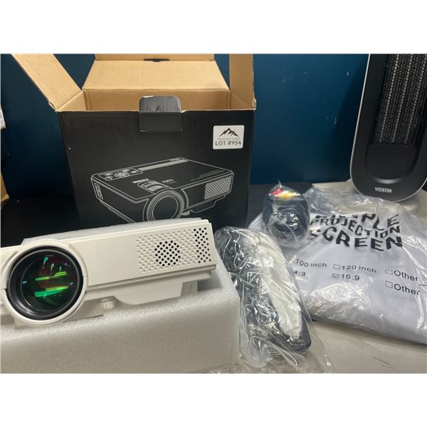 Lot of 1 Multimedia Projector w/ 100inch Projector Screen