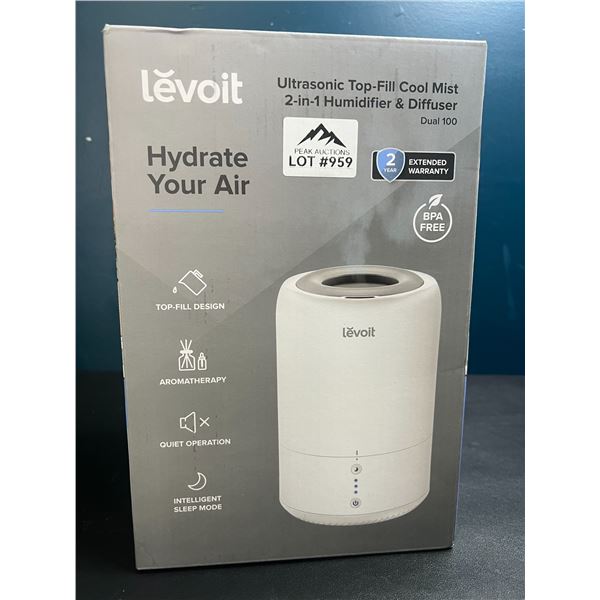 Lot of 1 Levoit Ultrasonic Top-Fill Cool Mist 2-in-1 Humidifier & Diffuser