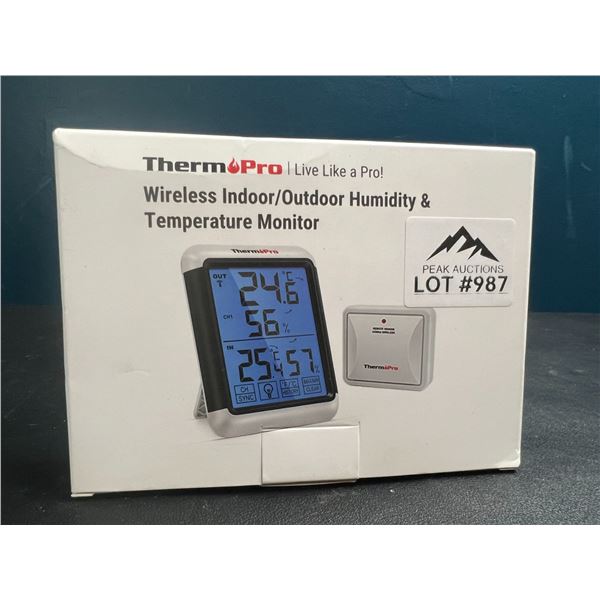 Lot of 1 ThermoPro Wireless Indoor/Outdoor Humidity & Temperature Monitor