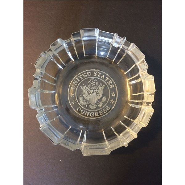 United States Congress Etched Glass Ashtray.