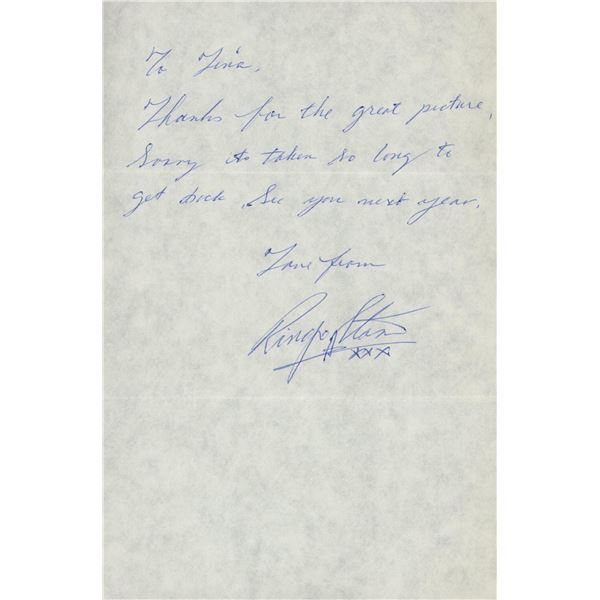 Ringo Starr handwritten and signed letter