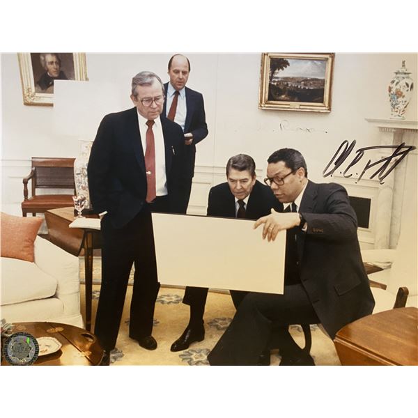 Ronald Reagan/ Colin Powell signed photo. GFA authenticated