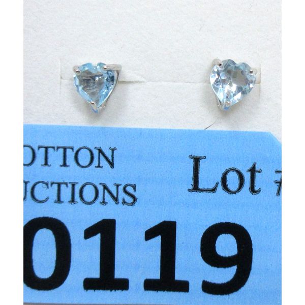 New Blue Topaz Heart Cut Stud Earrings