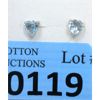 Image 1 : New Blue Topaz Heart Cut Stud Earrings