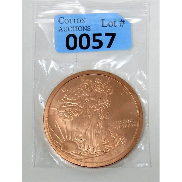 5 Oz .999 Fine Copper Walking Liberty Round