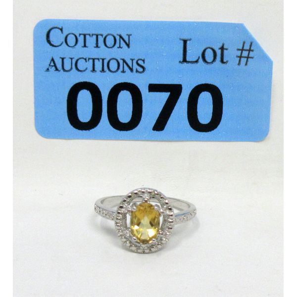 Citrine & Diamond Sterling Silver Solitaire Ring