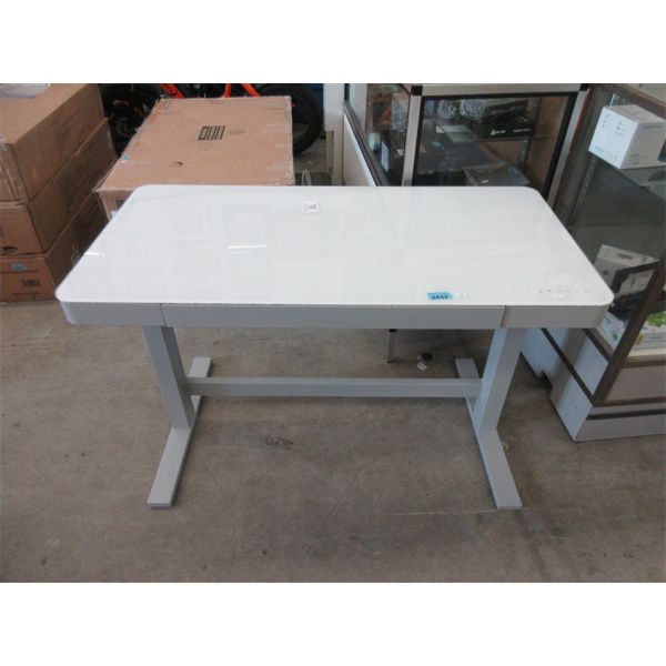 Electric Glass Topped Desk - Store Return