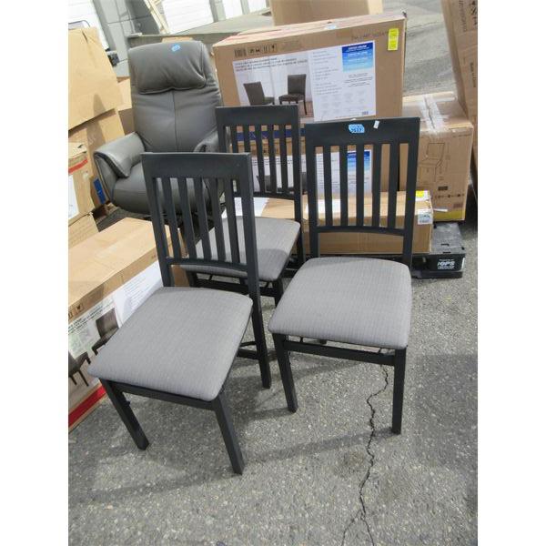 3 Metal Framed Folding Chairs