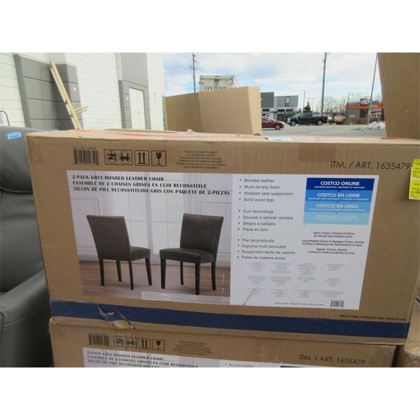 2 Pack of Grey Bonded Leather Dining Chairs