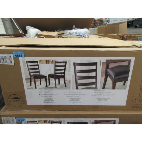 2-Pack of Brown Dining Chairs w/ Bonded Leather Seats