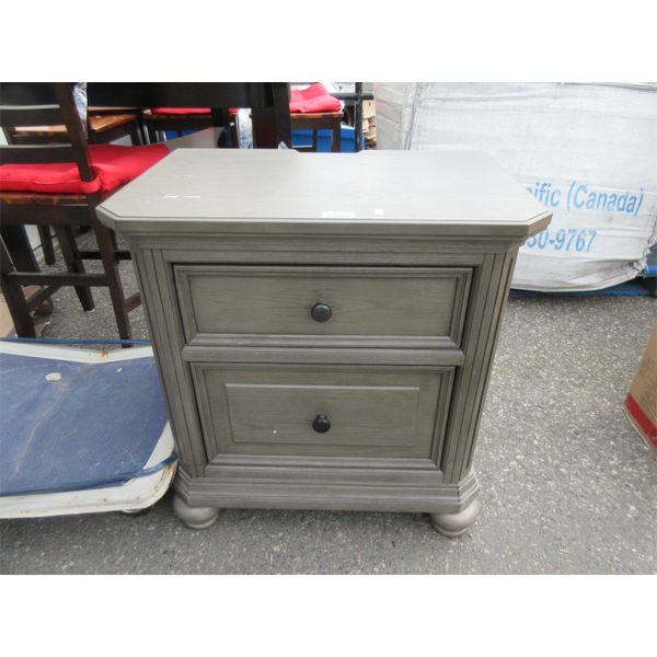 Large Grey 2 Drawer Nightstand 