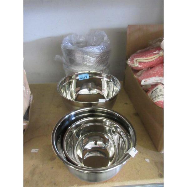 3 Sets of 3 Stainless Steel Mixing Bowls 